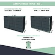 ATOLE - Cache poubelle extérieur triple en acier galvanisé - Abri poubelle pour 3 conteneurs 120 Litres - Anthracite RAL7016 - vignette