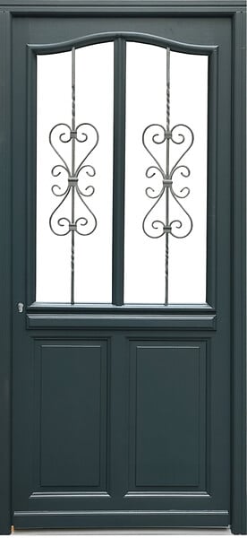 GD MENUISERIES - Porte d'entrée Bois Vitrée Sabrina Gris Anthr., H215 x L90 cm Côte Tableau, p.Droit - large