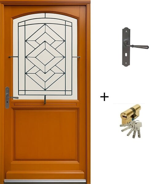 GD MENUISERIES - Porte d'entrée Bois Vitrage Transparent, ELIOTH H215 x L90 cm Côte Tableau, p.Droit (Poignée, Barillet ref 010403FP) - large