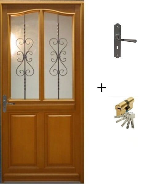 GD MENUISERIES - Porte d'entrée Bois Vitrée Sandy, H215 x L90 cm Côte Tableau P.Droit (Poignée, Barillet ref 010403FP) - large