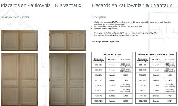 GD MENUISERIES - Porte Placard en Paulownia Tirant Gauche H182 x L46,2 cm - large
