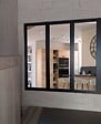 GD MENUISERIES - Verriere d'Atelier Bois MDF Noir 3 Vitrages Clairs H108 cm x L112 cm - vignette