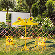 OUTSUNNY - Ensemble salon de jardin enfant 4 pcs design tigre - table ronde + 2 chaises pliables + parasol - métal époxy oxford jaune - vignette