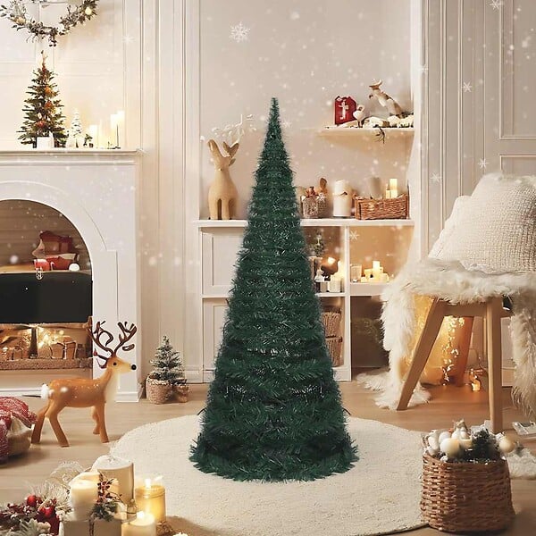 VIDAXL - vidaXL Sapin de Noël artificiel pré-éclairé avec guirlandes vert 210cm - large