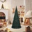 VIDAXL - vidaXL Sapin de Noël artificiel pré-éclairé avec guirlandes vert 210cm - vignette