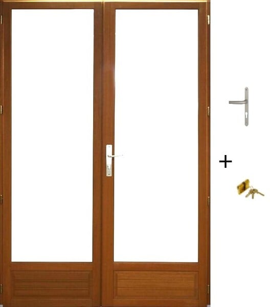 GD MENUISERIES - Porte Fenetre Bois 2 Vantaux H205 x L100 cm Côte Tableau (Poignée, Barillet ref 01245F924) - large