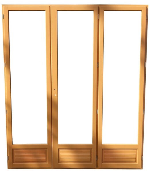 GD MENUISERIES - Porte Fenetre Bois 3 Vantaux H215 x L180 cm Côte Tableau - large
