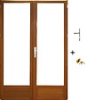 GD MENUISERIES - Porte Fenetre Bois 2 Vantaux H225 x L100 cm Côte Tableau (Poignée, Barillet ref 01245F924) - vignette