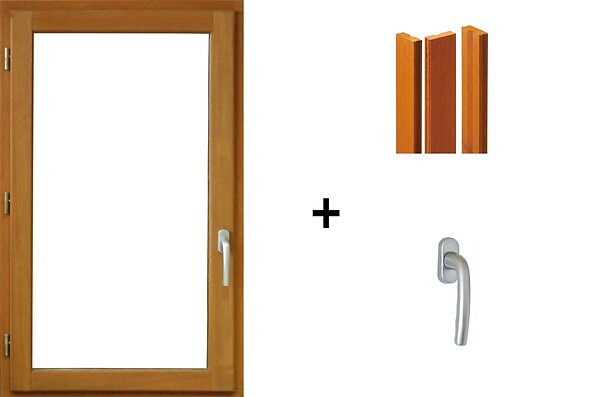 GD MENUISERIES - fenetre Bois 1 Vantail H95 x L60 cm Tirant Gauche, tapees iso 120 cm (2 de 1,9m), poignee - large