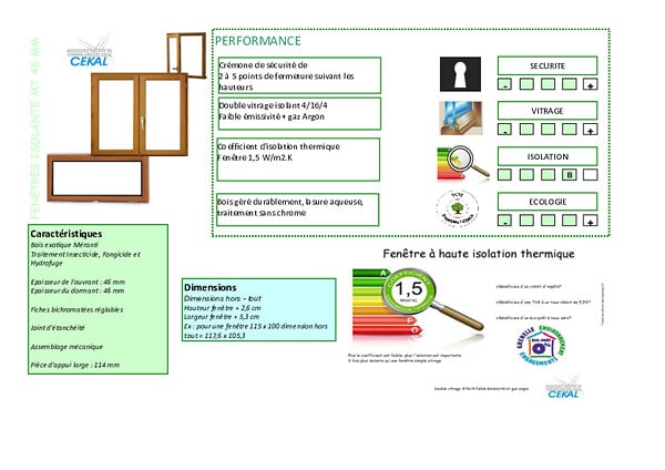 GD MENUISERIES - Fenetre Bois 2 Vantaux H145 x L110 cm Côte Tableau - large