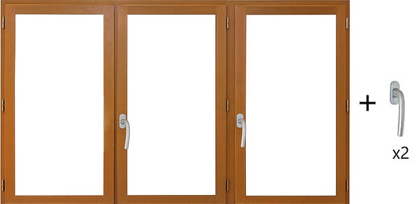 GD MENUISERIES - Fenetre Bois 3 Vantaux H125 x L180 cm Côte Tableau, poignee (ref 010220F9) - large