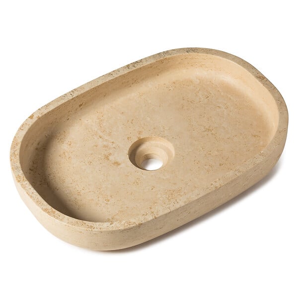 RO'MA NATURE - Vasque à poser Travertin Beige 55x38x12 cm - large