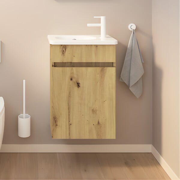 BURGBAD - Meuble WC lave-mains Joline chêne - large