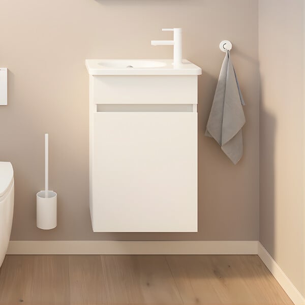 BURGBAD - Meuble WC lave-mains Joline Blanc mat - large