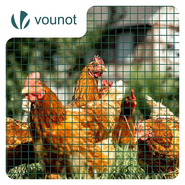 VOUNOT - Grillage a maille soude en acier gaine PVC 25mm fil 1mm 0.5x10m vert - large