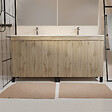 AURLANE - Meuble de salle de bains 120cm 4 Portes_Chêne Naturel + Vasque céramique blanche - TIMBER 120 - vignette