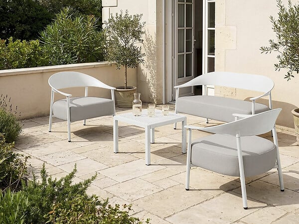 HABITAT ET JARDIN - Salon de jardin en métal et plastique "Céora" - 4 places - Blanc - large