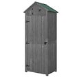 OUTSUNNY - Armoire abri de jardin remise pour outils 3 étagères 2 portes loquets toit pente bitumé 77L x 54l x 179H cm sapin traité gris - vignette