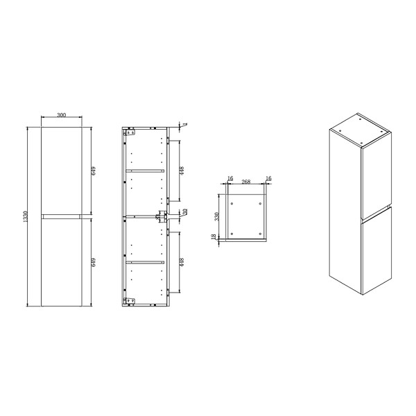 SWISS AQUA TECHNOLOGIES - Swiss Aqua Technologies B-Way 30x133x35 cm meuble de salle de bain haut à suspendre, noyer mat (BWAY35N) - large