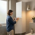 SWISS AQUA TECHNOLOGIES - B-Way 30x133x35 cm meuble de salle de bain suspendu haut en bois, blanc brillant (BWAY35W) - vignette