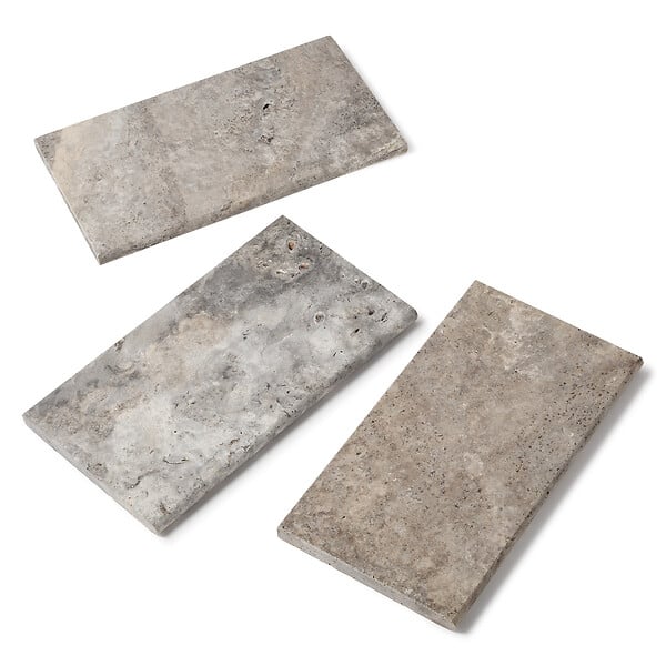 RO'MA NATURE - Bordure de jardin Travertin Gris Silver 61x33x3 cm (à l'unité) - large