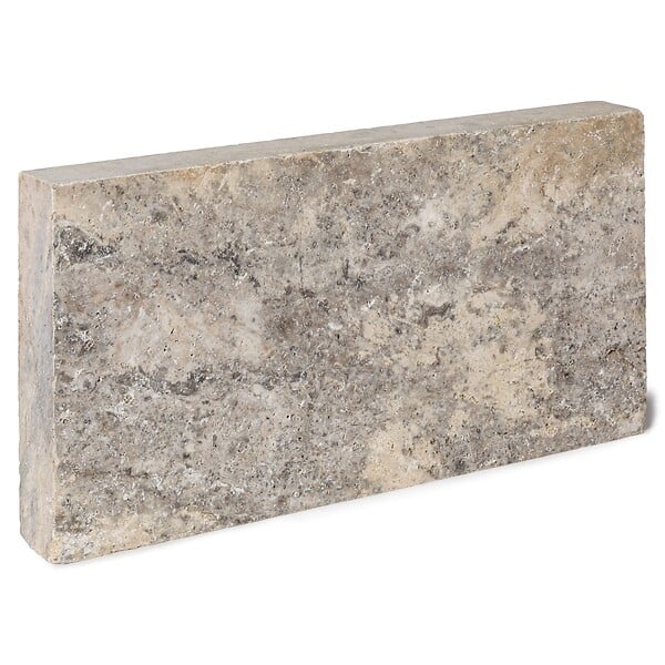 RO'MA NATURE - Bordure de jardin Travertin Gris Silver 70x35x8 cm (à l'unité) - large
