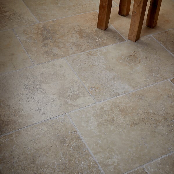 RO'MA NATURE - Dallage Travertin Beige Nuancé 61x40,6x3 cm - Extérieur (lot de 1,24 m² 5 dalles) - large