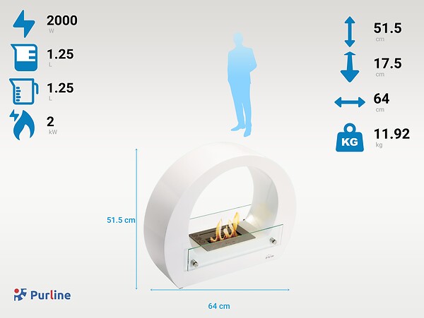 PURLINE - Cheminée à l'éthanol en acier avec flamme réglable - large