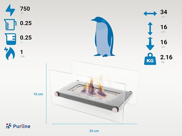 PURLINE - Cheminée éthanol de table en acier inoxydable - large