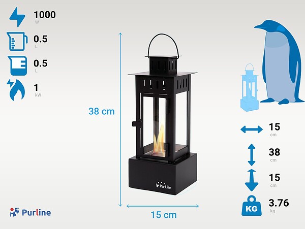 PURLINE - Lanterne éthanol en acier inoxydable - large