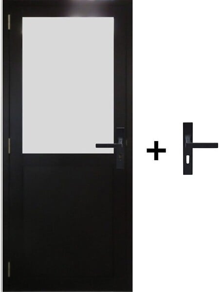 GD MENUISERIES - Bloc Porte Athena Noir H204 x L73 cm Côte Tableau P.Droit,Poignee - large