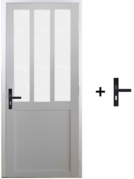 GD MENUISERIES - Bloc Porte Atelier BLANC vitre depoli H204 x L73 cm Côte Tableau P.Droit, Poignee - large
