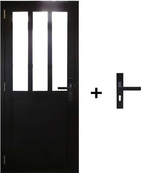 GD MENUISERIES - Bloc Porte Atelier Noir H204 x L83 cm Côte Tableau P.Droit, Poignee - large