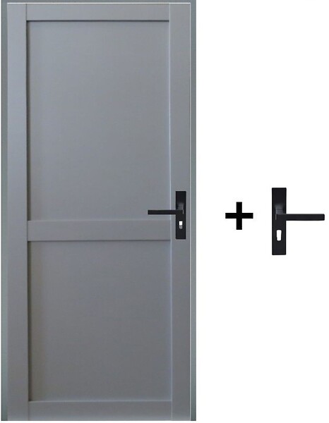 GD MENUISERIES - Bloc Porte Athena Gris Clair 2 panneaux H204 x L83 cm Côte Tableau P.Gauche,Poignee - large