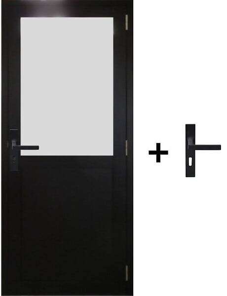 GD MENUISERIES - Bloc Porte Athena Noir H204 x L83 cm Côte Tableau P.Gauche,Poignee - large