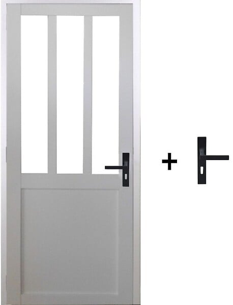 GD MENUISERIES - Bloc Porte Atelier BLANC H204 x L73 cm Côte Tableau P.Gauche,Poignee - large