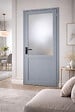 GD MENUISERIES - Bloc Porte Athena Vitrée - 204x83 cm - Poussant Gauche - Avec Poignée - RAL7035 - vignette