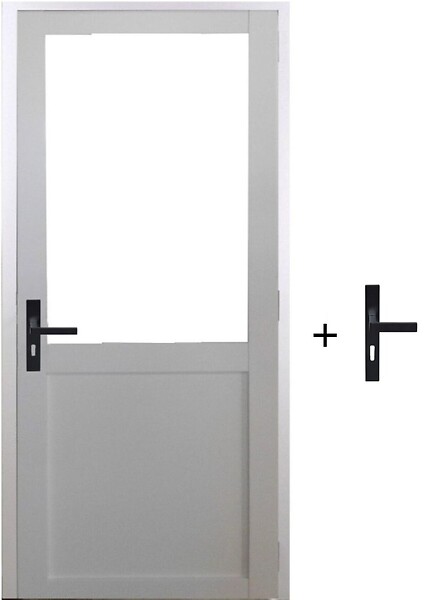 GD MENUISERIES - Bloc Porte Atelier BLANC sans meneau H204 x L73 cm Côte Tableau P.Droit,Poignee - large
