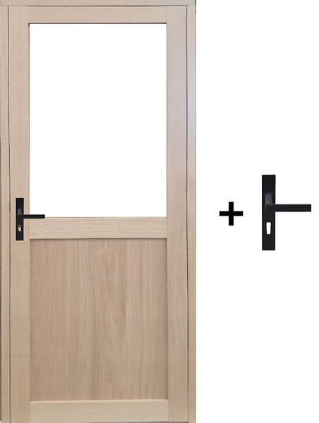 GD MENUISERIES - Bloc Porte Atelier placage chene H204 x L73 cm Côte Tableau P.Droit, Poignee - large