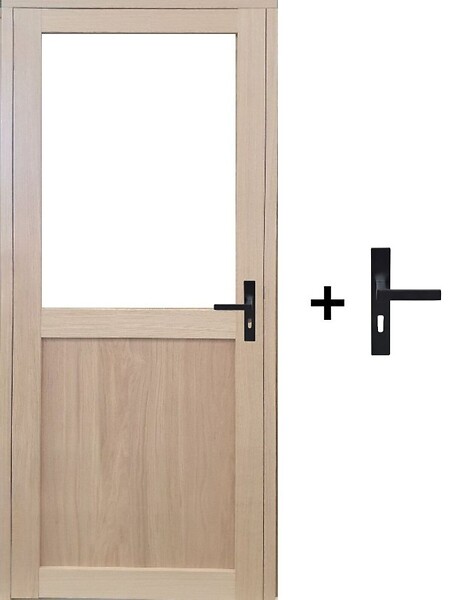 GD MENUISERIES - Bloc Porte Atelier placage chene H204 x L83 cm Côte Tableau P.Gauche, Poignee - large