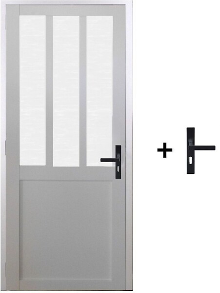 GD MENUISERIES - Bloc Porte Atelier BLANC vitre depoli H204 x L83 cm Côte Tableau P.Gauche,Poignee - large