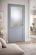 GD MENUISERIES - Bloc Porte Athena Gris Clair Vitrée H204 x L83 cm Côte Tableau P.Droit,Poignee Pomerol - vignette