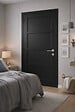 GD MENUISERIES - Bloc Porte Telia noir 4 panneaux H204 x L83 cm Côte Tableau P.Droit,Poignee Pomerol - vignette