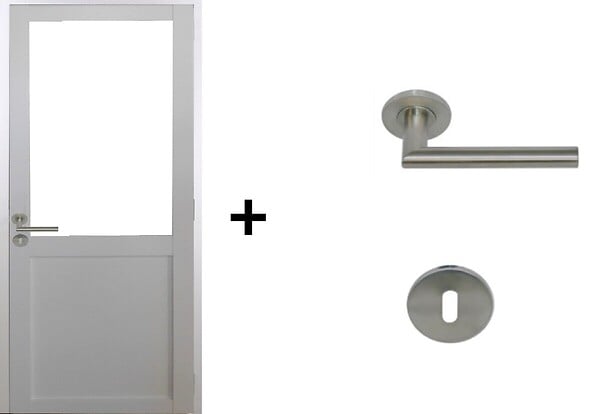 GD MENUISERIES - Bloc Porte Atelier Blanc sans meneau H204 x L83 cm Côte Tableau P.Droit, Poignee Pomerol - large