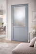 GD MENUISERIES - Bloc Porte Athena Gris Clair Vitrée H204 x L73 cm Côte Tableau P.Gauche,Poignee Pomerol - vignette