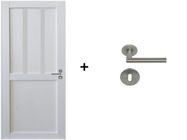 GD MENUISERIES - Bloc Porte Atelier 2 panneaux Blanc H204 x L83 cm Côte Tableau P.Gauche,Poignee Pomerol - large