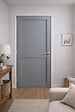 GD MENUISERIES - Bloc Porte Athena Gris Clair 2 panneaux H204 x L83 cm Côte Tableau P.Droit,Poignee Pomerol - vignette