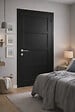 GD MENUISERIES - Bloc Porte Telia noir 4 panneaux H204 x L73 cm Côte Tableau P.Gauche,Poignee Pomerol - vignette