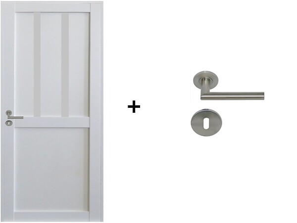 GD MENUISERIES - Bloc Porte Atelier 2 panneaux Blanc H204 x L73 cm Côte Tableau P.Droit,Poignee Pomerol - large