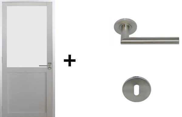 GD MENUISERIES - Bloc Porte Athena BLANC H204 x L73 cm Côte Tableau P.Gauche,Poignee Pomerol - large